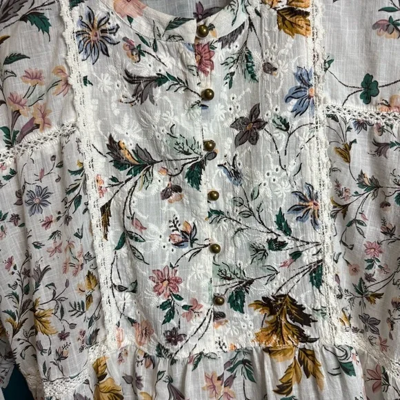 Floral Print Women's Top Ginevra Lace Babydoll Blouse 100% cotton - Picture 7 of 14